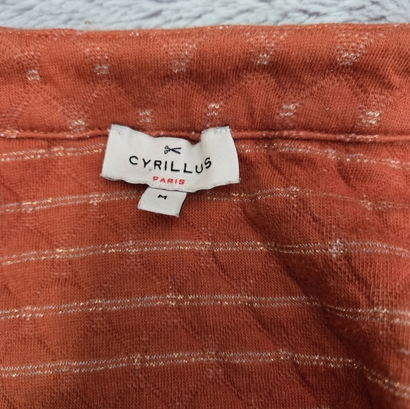 CYRILLUS Paris Rusted Orange Quilted Cotton Sweater Jacket. Size M - Picture 8 of 12